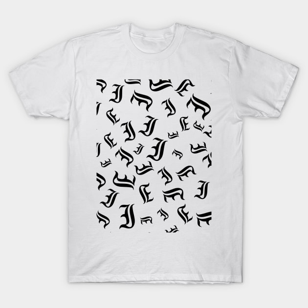 I – Old English Initial Black Letter I Pattern T-Shirt by Sivanov